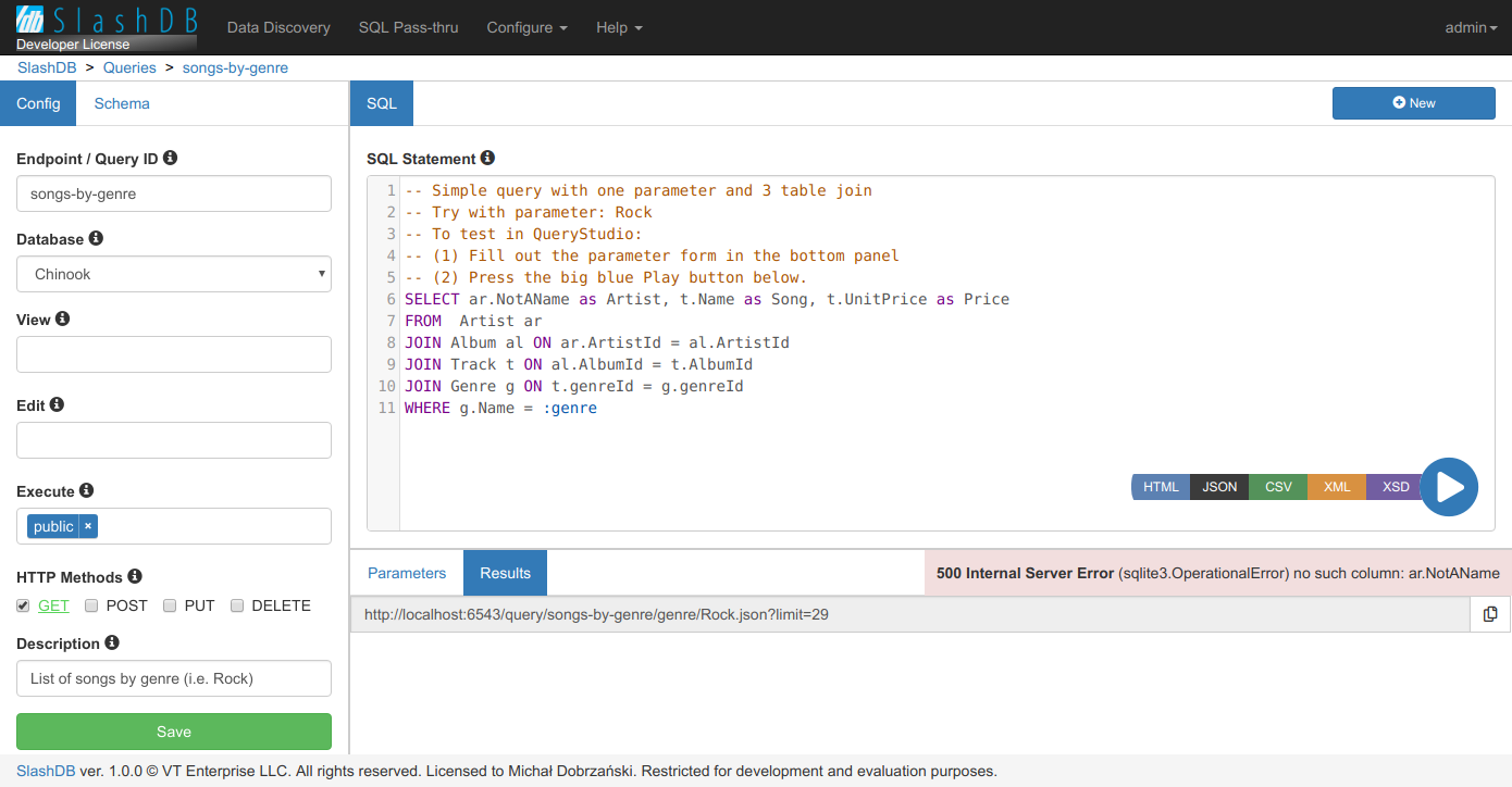 sql errors in editor