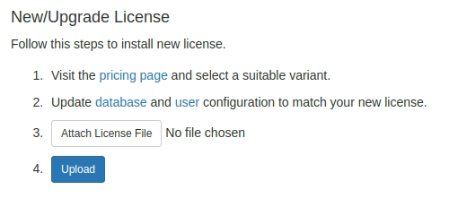 upload new license