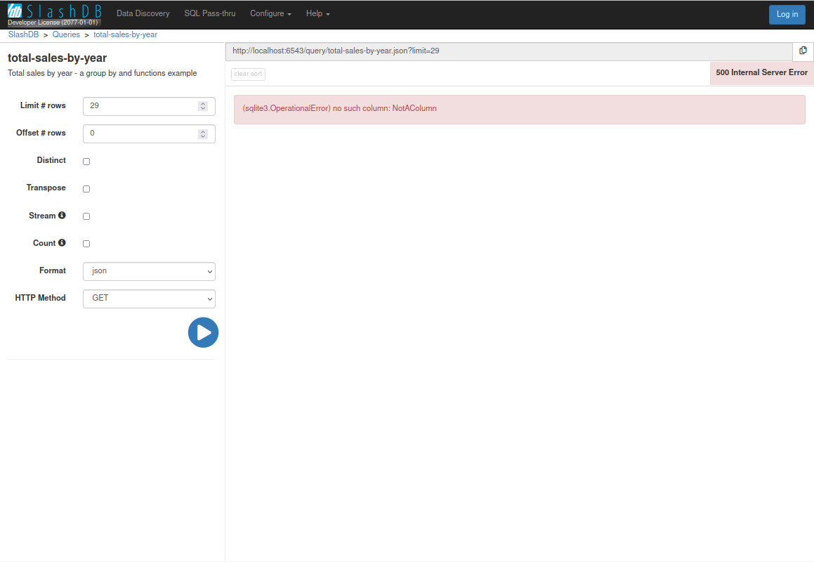 sql errors in execute-only